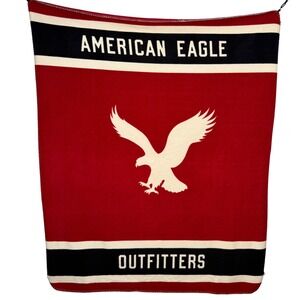 American Eagle Outfitters Fleece Blanket Red White Eagle Y2K Classic Preppy Cozy